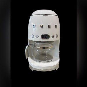 SMEG retro drip coffee pot maker in white and silver